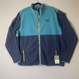 REI CO-OP Trailmade Fleece Jacket Mens Two-Tone Blue XXL Hiking Wilderness NWT